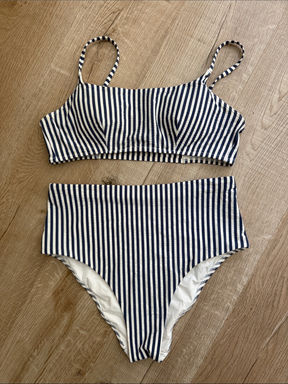 Lululemon swim Striped Navy and White High-Waist Bikini Set
